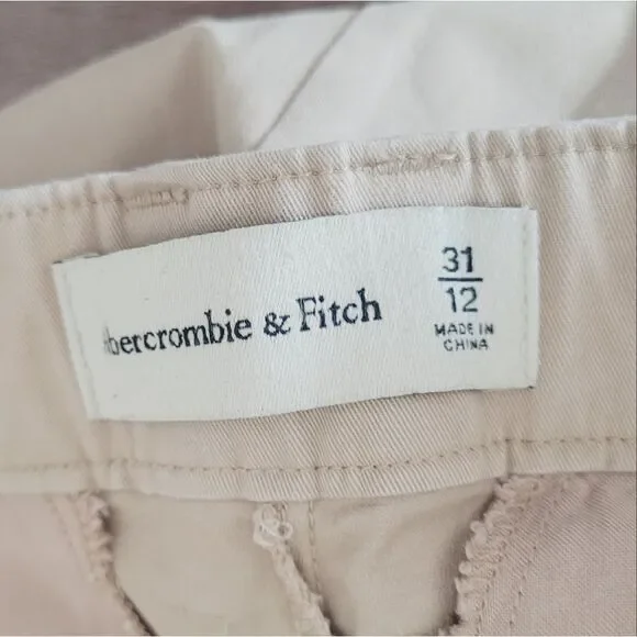 Abercrombie & Fitch Wide Leg High Rise Khaki Pants Size 31/12 - Picture 3 of 7